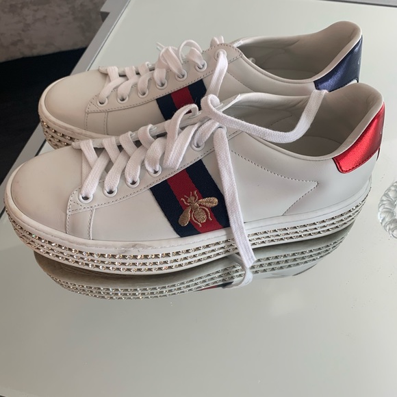 gucci platform rhinestone sneakers